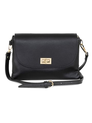 Mia Tomazzi Leder-Umhängetasche "Zambeletti" in Schwarz - (B)25 x (H)19 x (T)2 cm