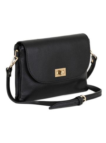 Mia Tomazzi Leder-Umhängetasche "Zambeletti" in Schwarz - (B)25 x (H)19 x (T)2 cm