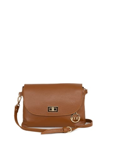 Mia Tomazzi Leder-Umhängetasche in Hellbraun - (B)25 x (H)19 x (T)2 cm