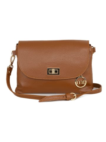Mia Tomazzi Leder-Umhängetasche "Zambeletti" in Hellbraun - (B)25 x (H)19 x (T)2 cm