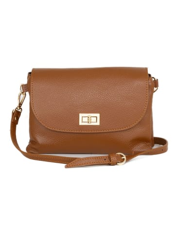 Mia Tomazzi Leren schoudertas "Zambeletti" lichtbruin - (B)25 x (H)19 x (D)2 cm