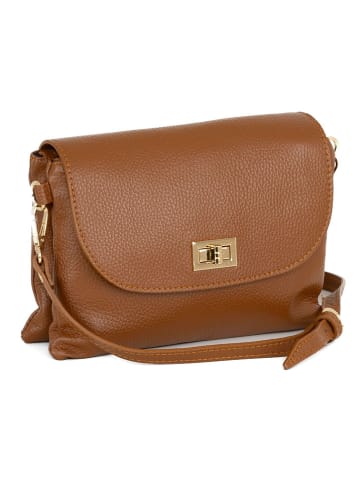 Mia Tomazzi Leren schoudertas "Zambeletti" lichtbruin - (B)25 x (H)19 x (D)2 cm