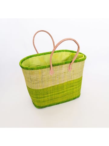 Le Comptoir de la Plage Strandtasche "Ivato" in Beige/ Grün - (B)52 x (H)35 x (T)22 cm