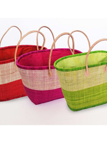 Le Comptoir de la Plage Strandtasche "Ivato" in Beige/ Fuchsia - (B)52 x (H)35 x (T)22 cm