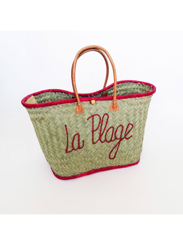 Le Comptoir de la Plage Strandtasche "Pasika" in Beige/ Rot - (B)40 x (H)35 x (T)20 cm