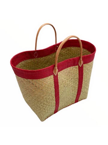 Le Comptoir de la Plage Strandtasche "Tsimgy" in Beige/ Rot - (B)55 x (H)40 x (T)22 cm