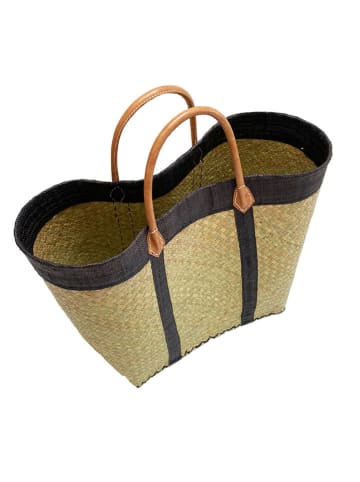 Le Comptoir de la Plage Strandtas "Tsimgy" beige/zwart - (B)55 x (H)40 x (D)22 cm
