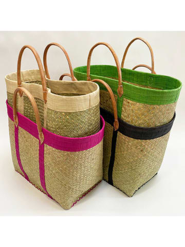 Le Comptoir de la Plage Strandtas "Tsimgy" beige/zwart - (B)55 x (H)40 x (D)22 cm