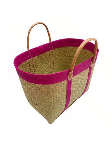 Le Comptoir de la Plage Strandtasche "Tsimgy" in Beige/ Fuchsia - (B)55 x (H)40 x (T)22 cm