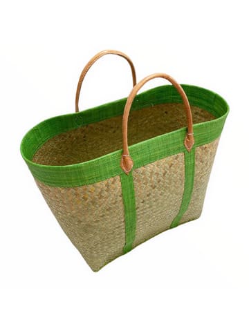 Le Comptoir de la Plage Strandtas "Tsimgy" beige/groen - (B)55 x (H)40 x (D)22 cm