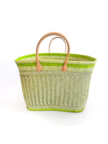 Le Comptoir de la Plage Strandtasche "Sava" in Beige/ Grün - (B)45 x (H)40 x (T)20 cm