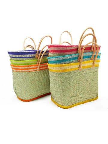 Le Comptoir de la Plage Strandtasche "Sava" in Beige/ Grün - (B)45 x (H)40 x (T)20 cm