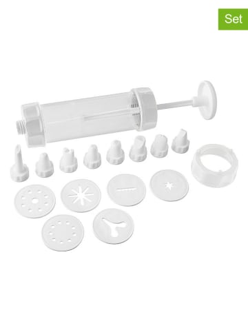 Fackelmann 15tlg. Garnierspritze-Set "Basic" in Transparent/ Weiß