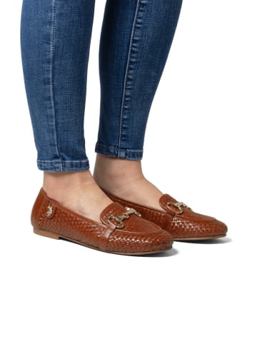 U.S. Polo Assn. Leder-Mokassins in Hellbraun