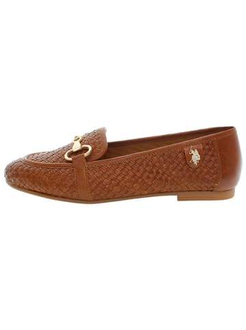 U.S. Polo Assn. Leder-Mokassins in Hellbraun