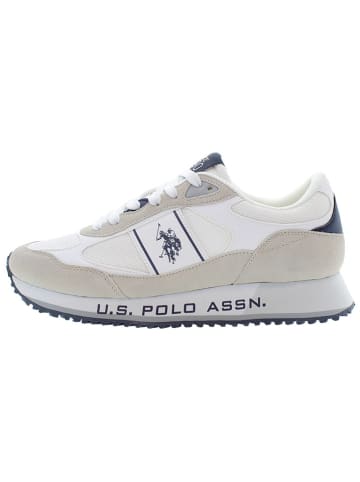 U.S. Polo Assn. Leder-Sneakers in Weiß/ Beige