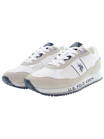 U.S. Polo Assn. Leder-Sneakers in Weiß/ Beige