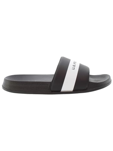 U.S. Polo Assn. Pantoletten in Schwarz/ Weiß
