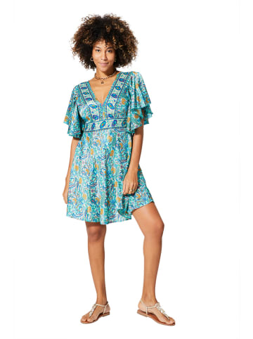 Aller Simplement Jurk turquoise/oranje