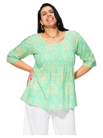 Aller Simplement Bluse in Hellgrün/ Beige