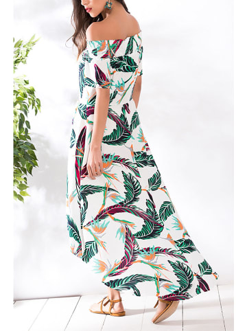 Milan Kiss Jurk wit/groen/roze
