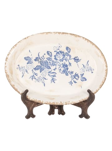 Clayre & Eef Dekoteller in Creme/ Blau - (B)25 x (H)18 x (T)3 cm