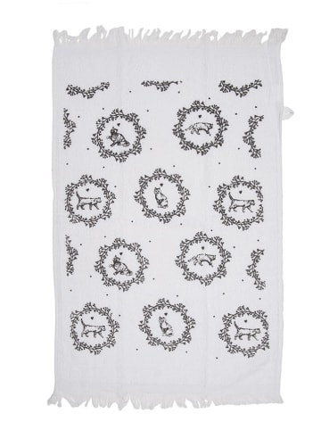Clayre & Eef 2-delige set: gastendoeken wit/zwart - (L)66 x (B)40 cm