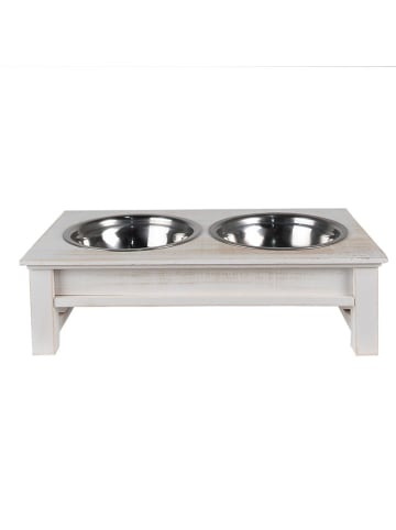 Clayre & Eef Fressnapf in Weiß/ Silber - (B)40 x (H)12 x (T)12 cm