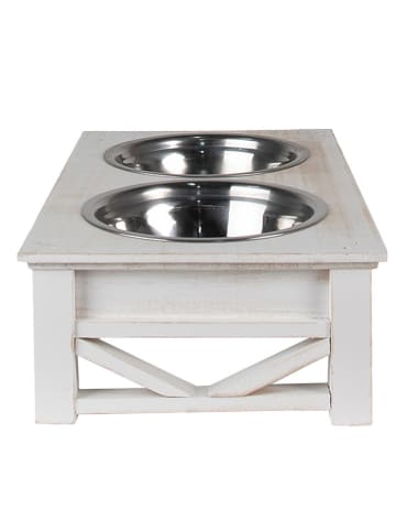 Clayre & Eef Fressnapf in Weiß/ Silber - (B)40 x (H)12 x (T)12 cm