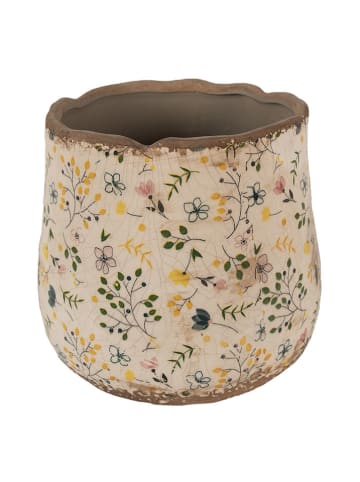 Clayre & Eef Doniczka w kolorze beżowym ze wzorem - wys. 19 x Ø 21 cm