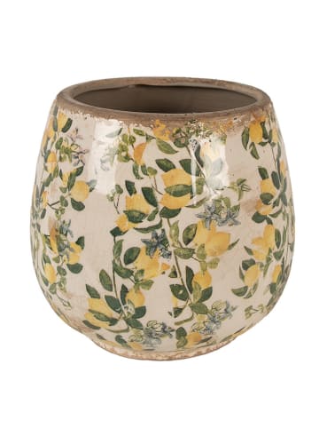 Clayre & Eef Bloempot beige/geel - (H)17 x Ø 18 cm