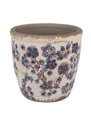 Clayre & Eef Doniczka w kolorze beżowo-niebieskim - wys. 16 x Ø 17 cm