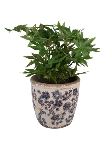 Clayre & Eef Blumentopf in Beige/ Blau - (H)16 x Ø 17 cm