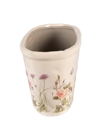 Clayre & Eef Doniczka w kolorze beżowym ze wzorem - 23 x 10 x 11 cm