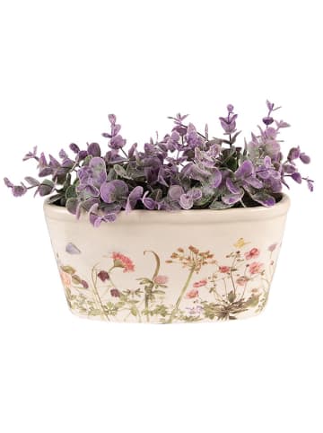 Clayre & Eef Doniczka w kolorze beżowym ze wzorem - 23 x 10 x 11 cm