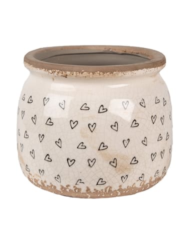 Clayre & Eef Blumentopf in Beige/ Schwarz - (H)16 x Ø 13 cm