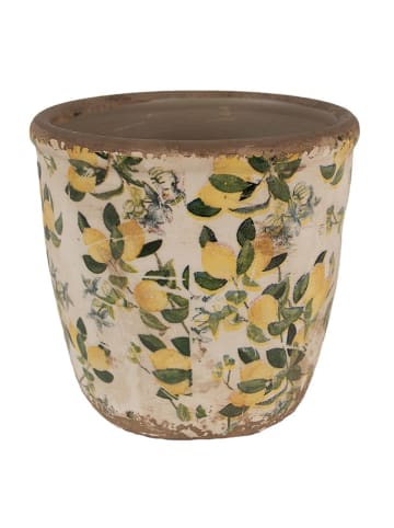 Clayre & Eef Blumentopf in Beige/ Gelb - (H)14 x Ø 13 cm