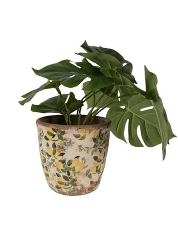 Clayre & Eef Blumentopf in Beige/ Gelb - (H)14 x Ø 13 cm