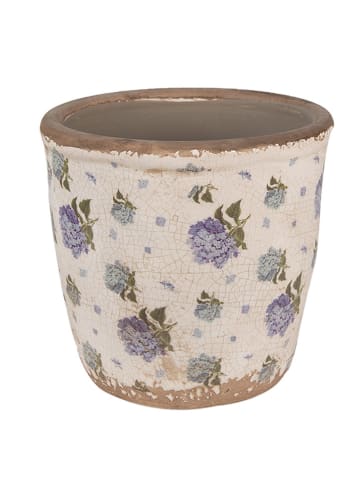 Clayre & Eef Blumentopf in Beige/ Lila - (H)14 x Ø 13 cm