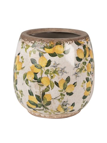 Clayre & Eef Blumentopf in Beige/ Gelb - (H)13 x Ø 13 cm