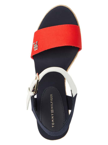 Tommy Hilfiger Keilsandaletten in Dunkelblau/ Rot/ Weiß