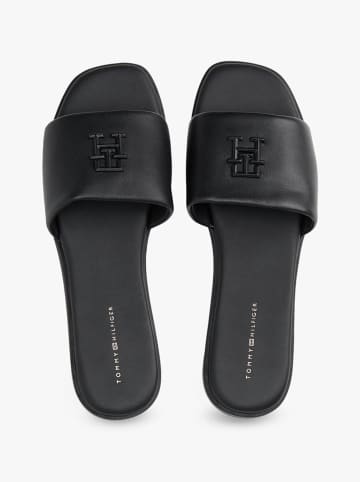 Tommy Hilfiger Shoes Leder-Pantoletten in Schwarz