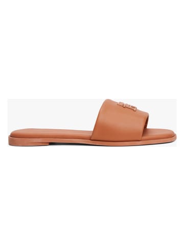 Tommy Hilfiger Shoes Leder-Pantoletten in Hellbraun