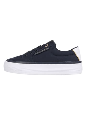 Tommy Hilfiger Leren sneakers donkerblauw