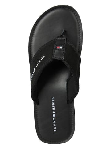 Tommy Hilfiger Shoes Leder-Zehentrenner in Schwarz