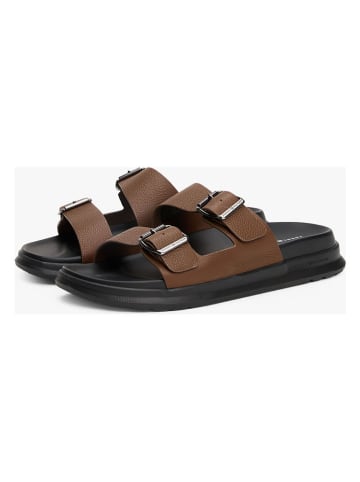 Tommy Hilfiger Shoes Leder-Pantoletten in Hellbraun