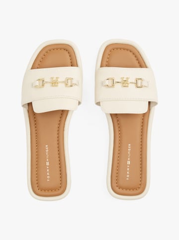 Tommy Hilfiger Shoes Leder-Pantoletten in Creme