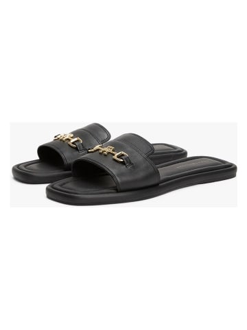 Tommy Hilfiger Leder-Pantoletten in Schwarz