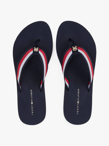 Tommy Hilfiger Shoes Zehentrenner in Dunkelblau/ Rot