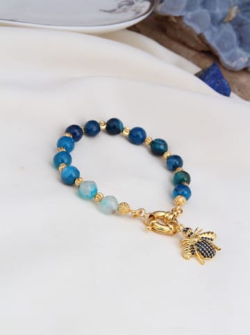 L'Atelier de Gaia Pozłacana bransoletka z agatem i cyrkoniami